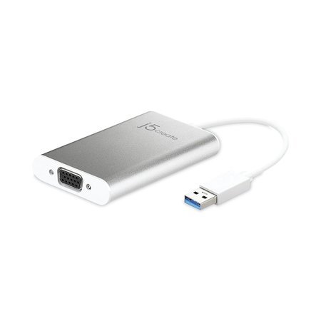 J5CREATE USB to VGA Adapter, 5.91", Silver/White JUA311